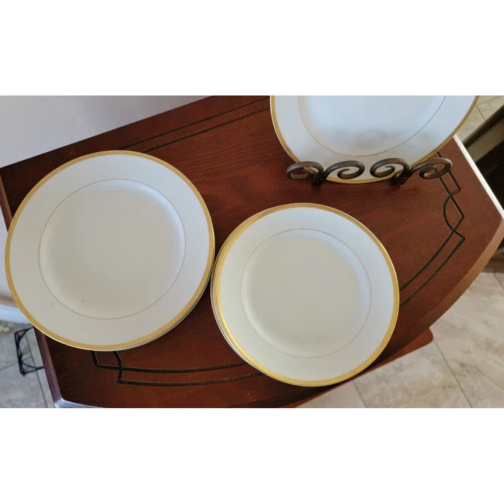 Vtg Noritake Nippon White W Gold Rimmed Plates Dishes 4 Salad 7.5